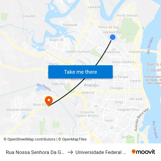 Rua Nossa Senhora Da Glória, 1040 to Universidade Federal De Sergipe map