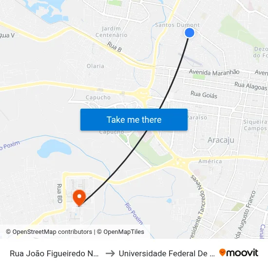 Rua João Figueiredo Neto, 218 to Universidade Federal De Sergipe map