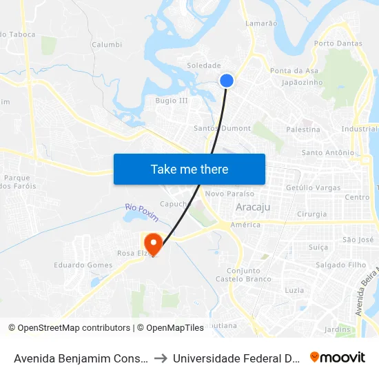 Avenida Benjamim Constant, 300 to Universidade Federal De Sergipe map