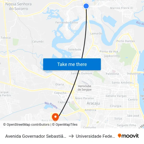 Avenida Governador Sebastião Celso De Carvalho to Universidade Federal De Sergipe map