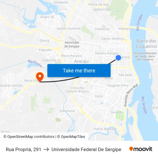 Rua Propriá, 291 to Universidade Federal De Sergipe map