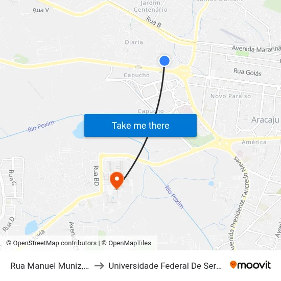 Rua Manuel Muniz, 86 to Universidade Federal De Sergipe map