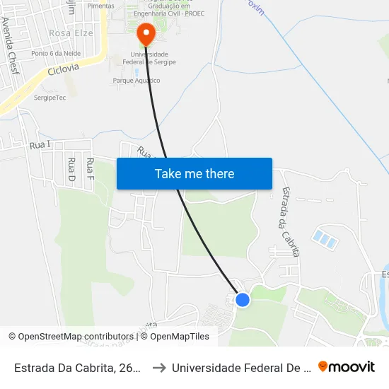 Estrada Da Cabrita, 2652-2918 to Universidade Federal De Sergipe map