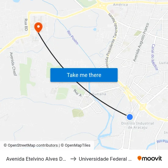 Avenida Etelvino Alves De Lima 459 to Universidade Federal De Sergipe map