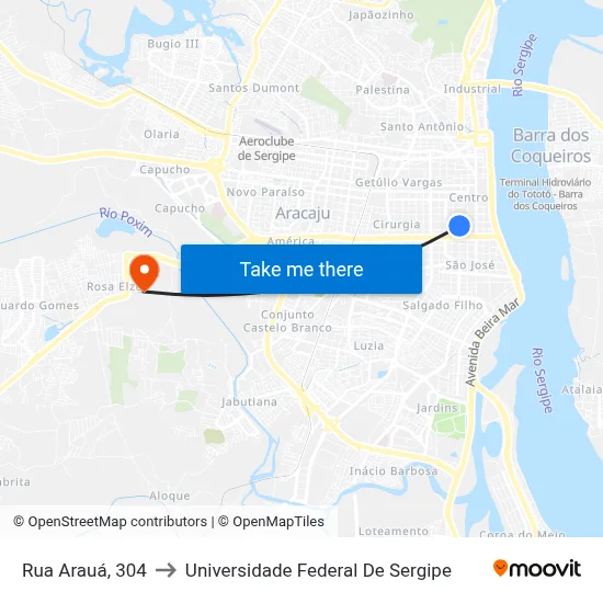 Rua Arauá, 304 to Universidade Federal De Sergipe map