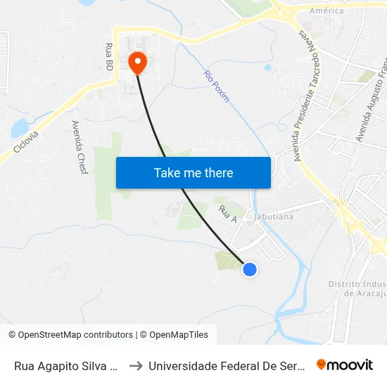 Rua Agapito Silva 120 to Universidade Federal De Sergipe map