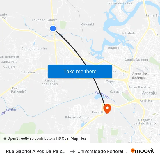 Rua Gabriel Alves Da Paixão, 864-1060 to Universidade Federal De Sergipe map