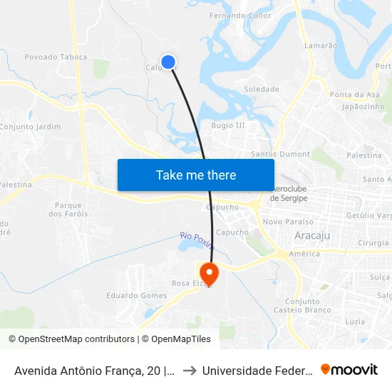 Avenida Antônio França, 20 | Povoado Calumbi to Universidade Federal De Sergipe map