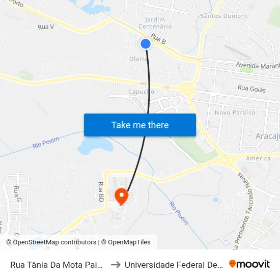 Rua Tânia Da Mota Paixão, 453 to Universidade Federal De Sergipe map