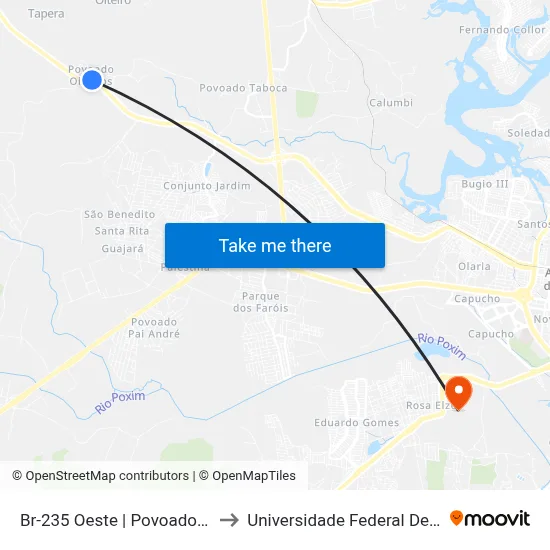 Br-235 Oeste | Povoado Oiteiros to Universidade Federal De Sergipe map