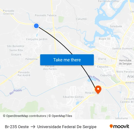 Br-235 Oeste to Universidade Federal De Sergipe map