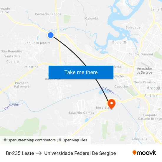 Br-235 Leste to Universidade Federal De Sergipe map
