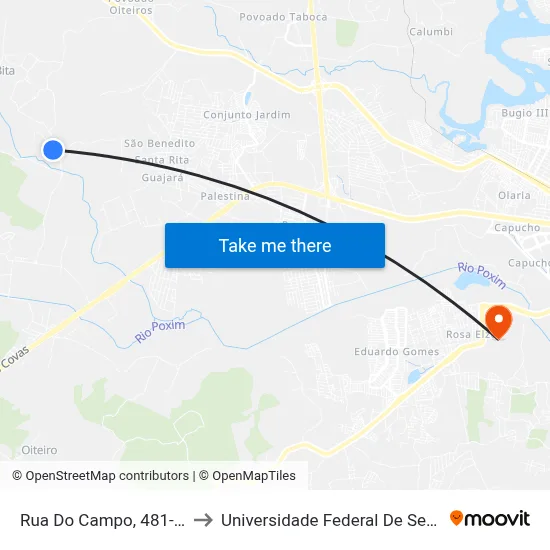 Rua Do Campo, 481-601 to Universidade Federal De Sergipe map