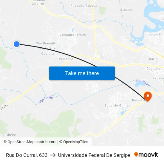Rua Do Curral, 633 to Universidade Federal De Sergipe map