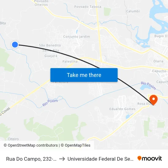 Rua Do Campo, 232-480 to Universidade Federal De Sergipe map