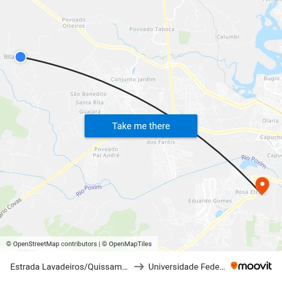 Estrada Lavadeiros/Quissamã, Sentido Quissamã to Universidade Federal De Sergipe map