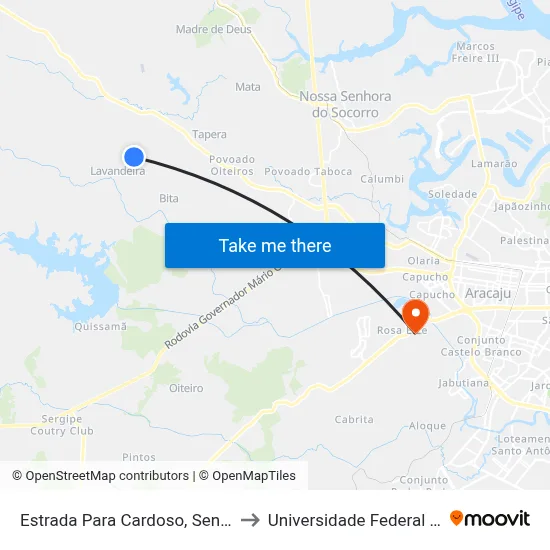 Estrada Para Cardoso, Sentido Cardoso to Universidade Federal De Sergipe map