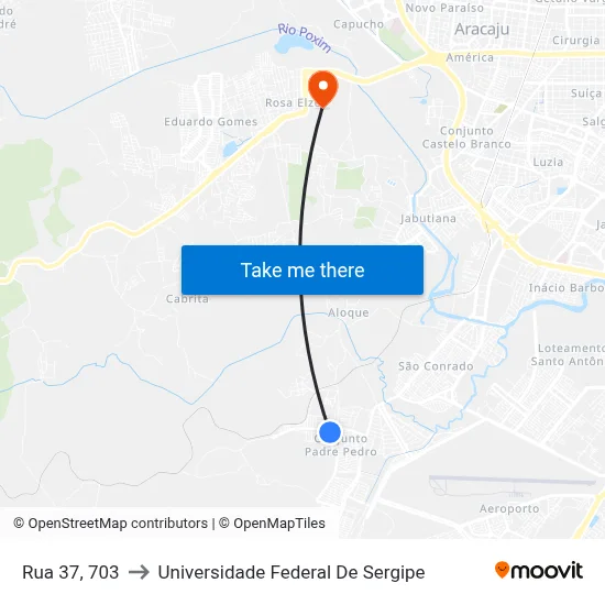 Rua 37, 703 to Universidade Federal De Sergipe map