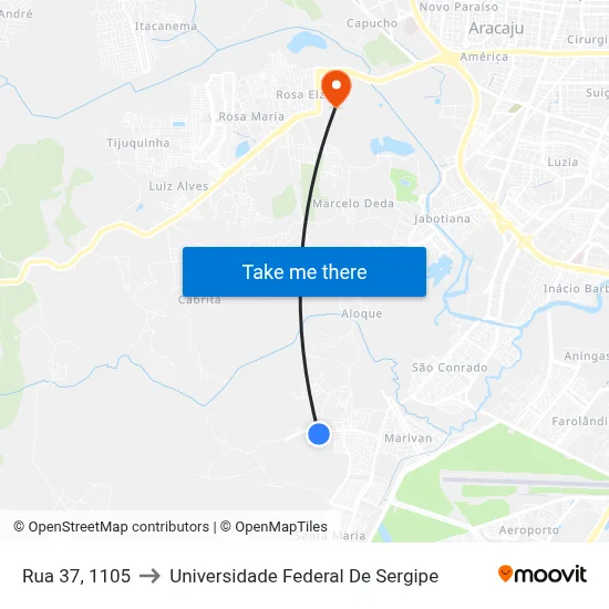 Rua 37, 1105 to Universidade Federal De Sergipe map