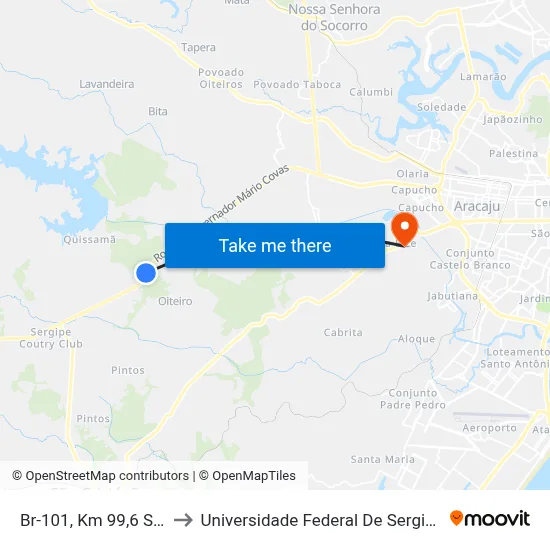 Br-101, Km 99,6 Sul to Universidade Federal De Sergipe map