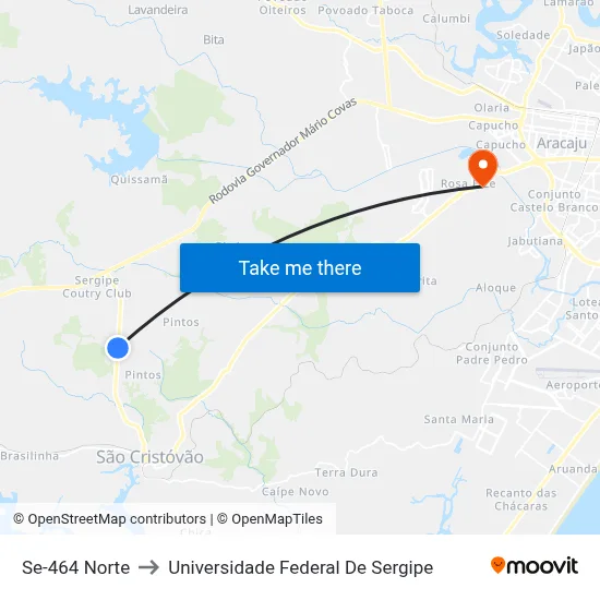 Se-464 Norte to Universidade Federal De Sergipe map