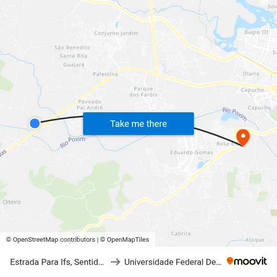 Estrada Para Ifs, Sentido Br-101 to Universidade Federal De Sergipe map