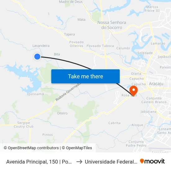 Avenida Principal, 150 | Povoado Cardoso to Universidade Federal De Sergipe map