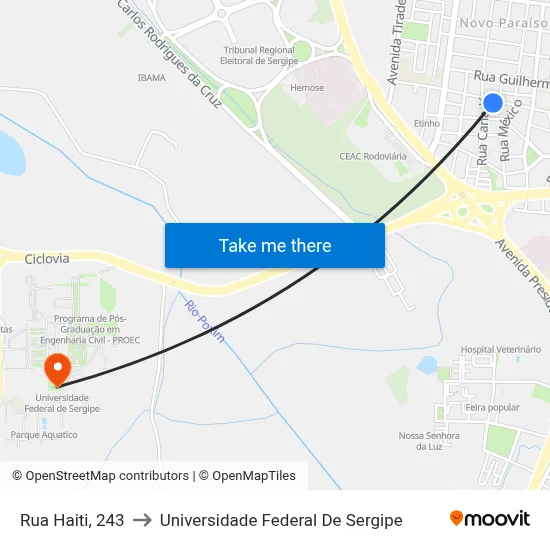 Rua Haiti, 243 to Universidade Federal De Sergipe map
