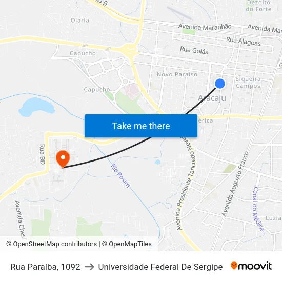 Rua Paraíba, 1092 to Universidade Federal De Sergipe map