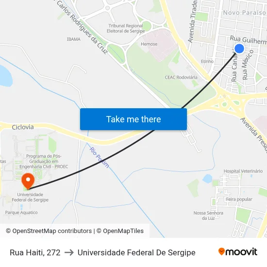Rua Haiti, 272 to Universidade Federal De Sergipe map