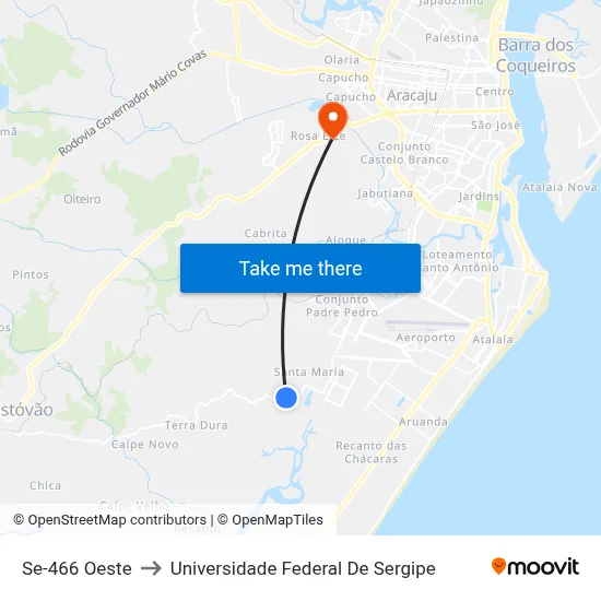 Se-466 Oeste to Universidade Federal De Sergipe map