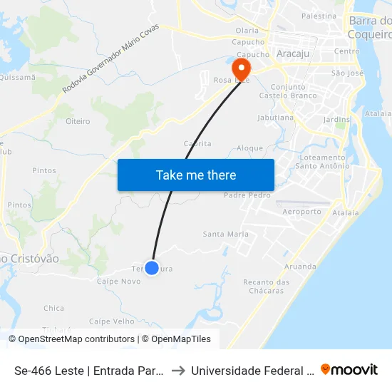 Se-466 Leste | Entrada Para Caípe Novo to Universidade Federal De Sergipe map