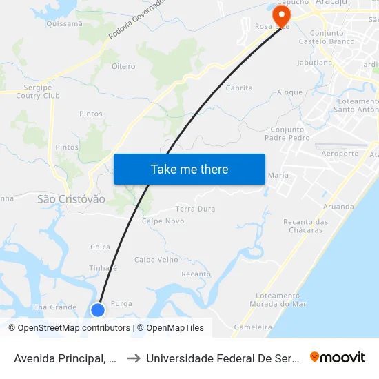 Avenida Principal, 125 to Universidade Federal De Sergipe map