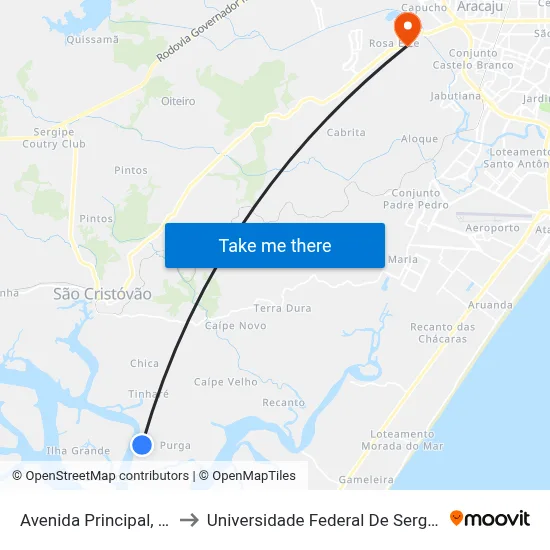 Avenida Principal, 81 to Universidade Federal De Sergipe map