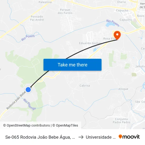 Se-065 Rodovia João Bebe Água, Km 9,2 Leste | Entrada Para Pitanga Seca to Universidade Federal De Sergipe map