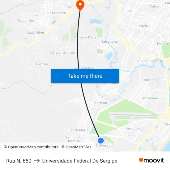 Rua N, 650 to Universidade Federal De Sergipe map