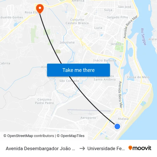Avenida Desembargador João Bôsco De Andrade Lima, 755 to Universidade Federal De Sergipe map