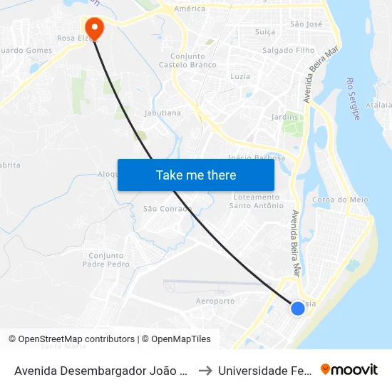 Avenida Desembargador João Bôsco De Andrade Lima, 345 to Universidade Federal De Sergipe map