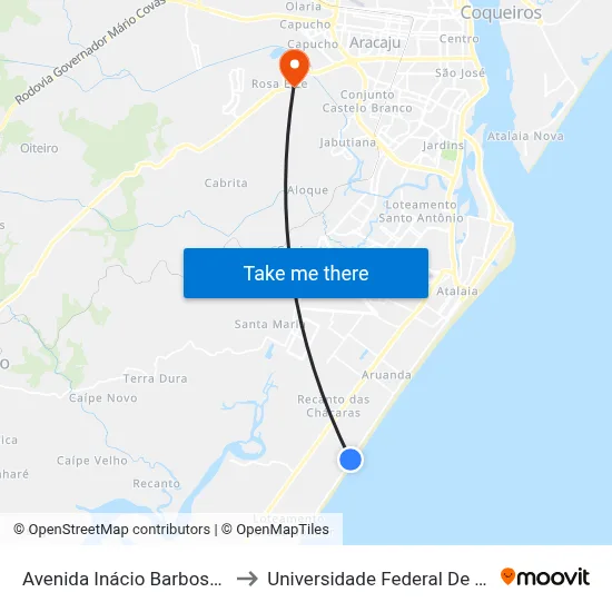 Avenida Inácio Barbosa, 1315 to Universidade Federal De Sergipe map