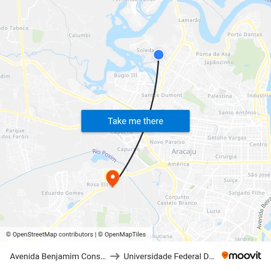 Avenida Benjamim Constant, 542 to Universidade Federal De Sergipe map