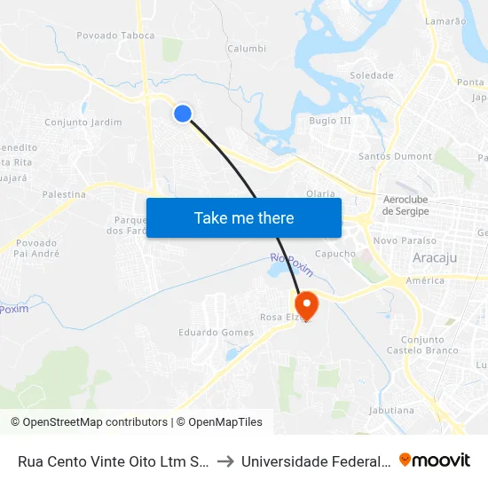 Rua Cento Vinte Oito Ltm Sta Cecilia, 333 to Universidade Federal De Sergipe map