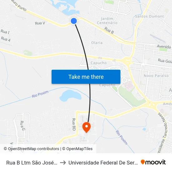 Rua B Ltm São José, 50 to Universidade Federal De Sergipe map