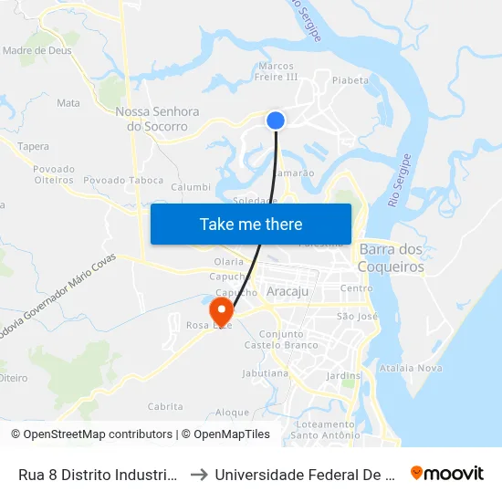 Rua 8 Distrito Industrial, 609 to Universidade Federal De Sergipe map
