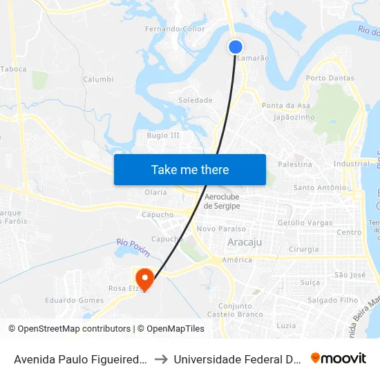 Avenida Paulo Figueiredo Barreto to Universidade Federal De Sergipe map