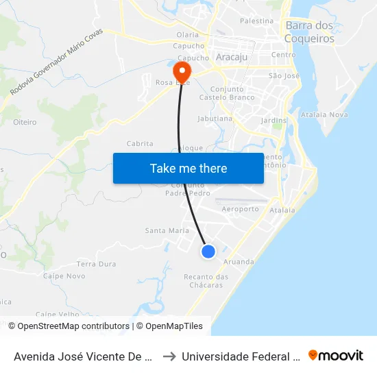 Avenida José Vicente De Almeida, 820 to Universidade Federal De Sergipe map