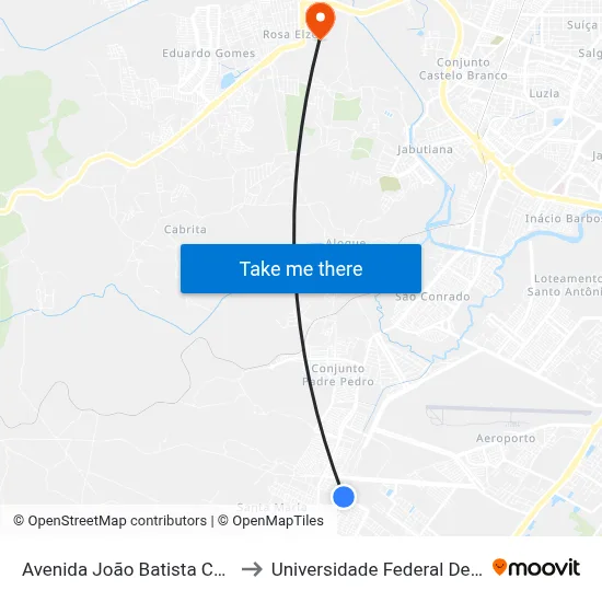 Avenida João Batista Costa 101 to Universidade Federal De Sergipe map