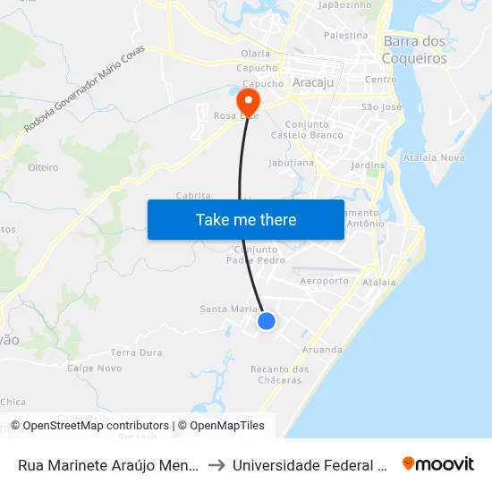 Rua Marinete Araújo Mendonça, 369 to Universidade Federal De Sergipe map