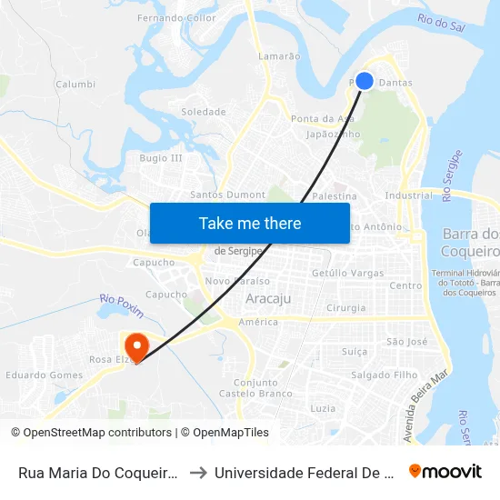 Rua Maria Do Coqueiral, 310 to Universidade Federal De Sergipe map