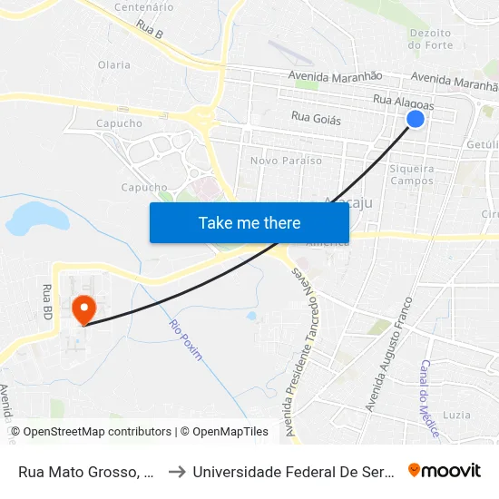 Rua Mato Grosso, 428 to Universidade Federal De Sergipe map