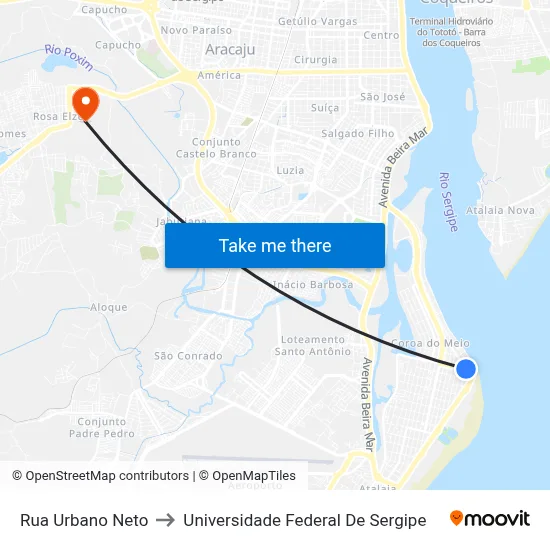 Rua Urbano Neto to Universidade Federal De Sergipe map